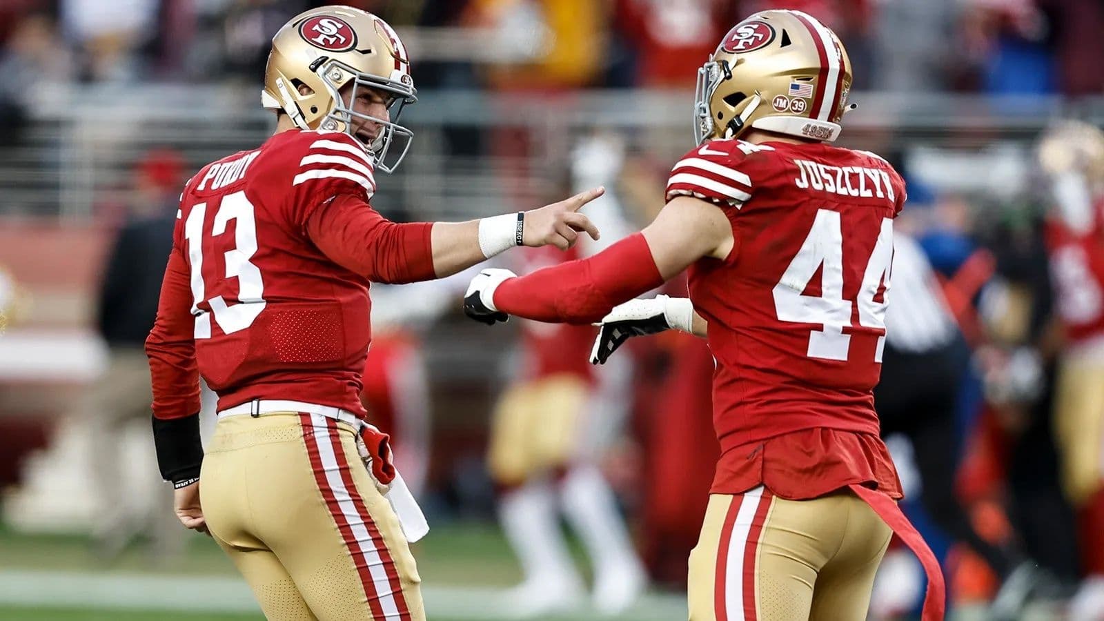 San Francisco 49ers quarterback Brock Purdy and Kyle Juszczyk 