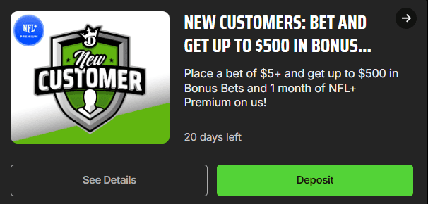 Draftkings Bet and Get $500 promotion