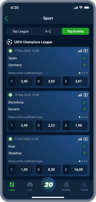 20Bet Android App