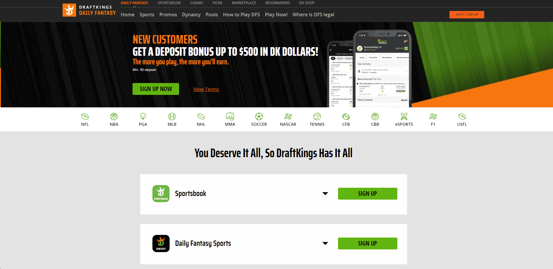 DraftKings Sportsbook Review (screenshot page)