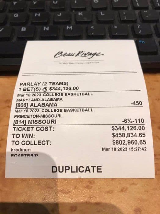 Losing March Madness Ticket