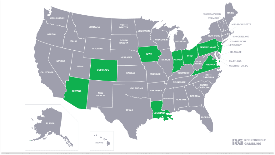 Map of Legal States where Betway is Active
