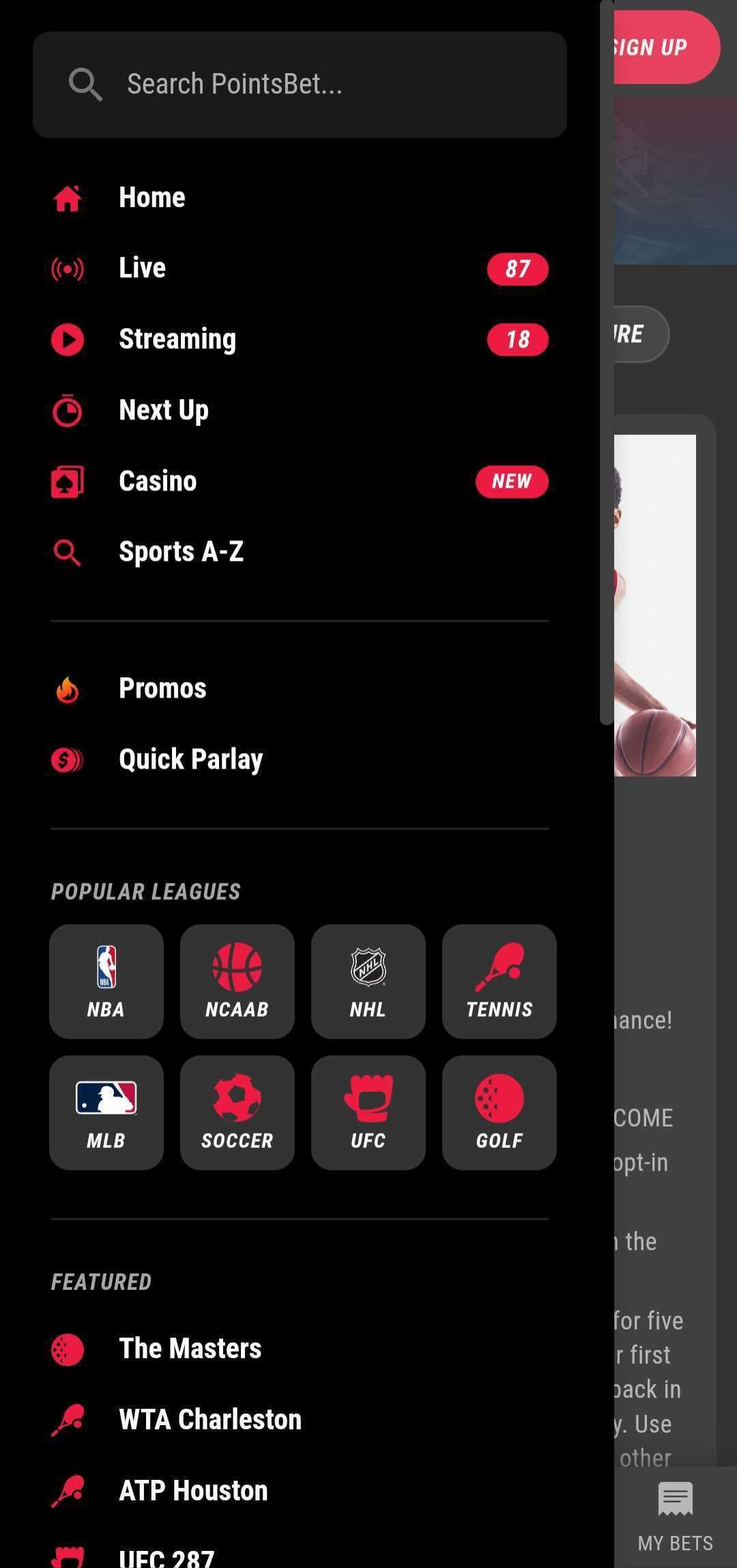 Tipico Sportsbook Android App Menu